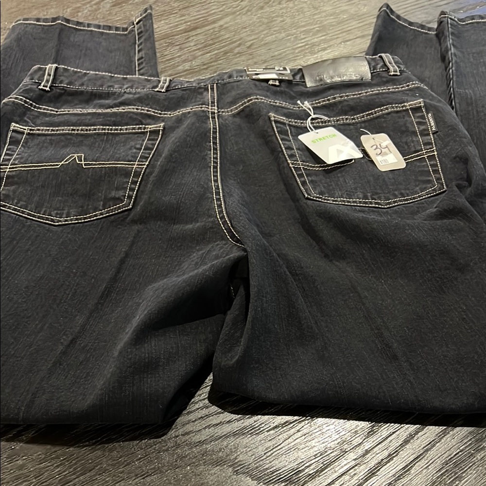 Alberto Black Bootcut Jeans with Decorative Stitching